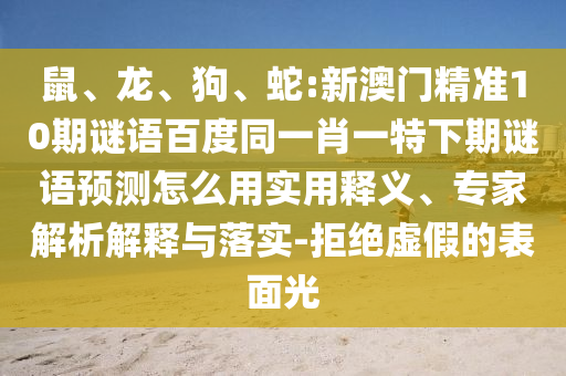 鼠、龙、狗、蛇:新澳门精准10期谜语百度同一肖一特下期谜语预测怎么用实用释义、专家解析解释与落实-拒绝虚假的表面光
